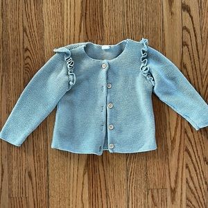 12-18 month H&M knit ruffle cardigan sage green